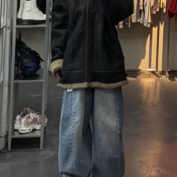 빈티지 양털 가죽 무스탕 자켓 A3197