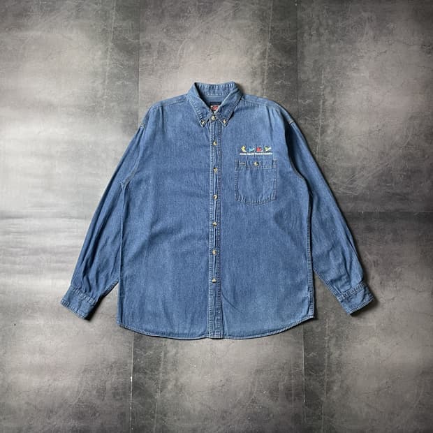 AMPLITUDE 빈티지 다운버튼 코튼 데님 셔츠 A00754