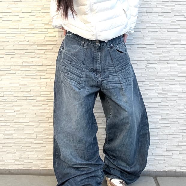 90s OLD SKOOL 올드스쿨 인디고 오버사이즈 와이드 데님 팬츠