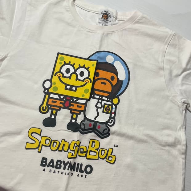 베이프 bape 키즈 스폰지밥 콜라보 반팔 반소매 티셔츠 정품