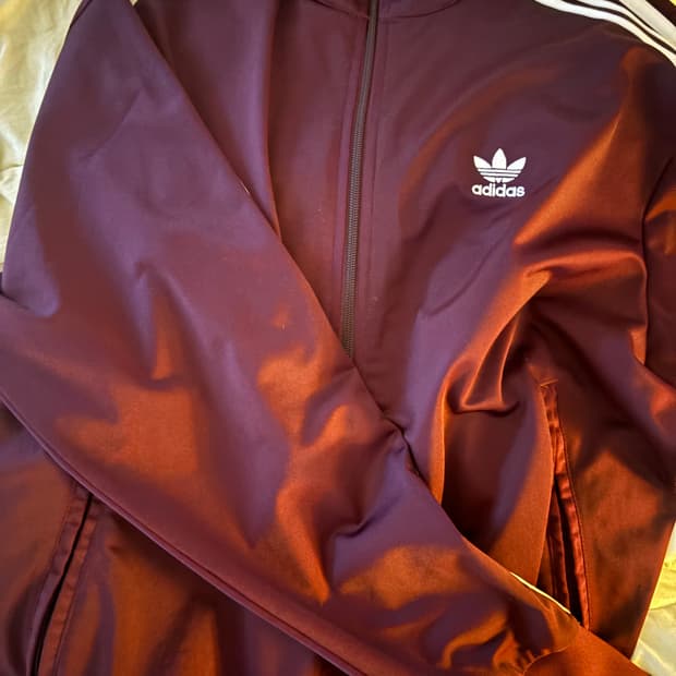 버건디 아디다스 트랙탑 져지 
