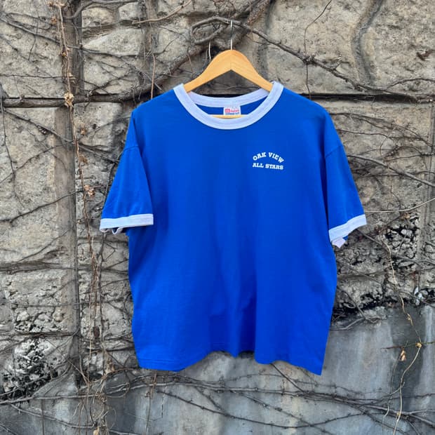 90s 헤인즈 빈티지 싱글스티치 프린팅 링거티 반팔 티셔츠