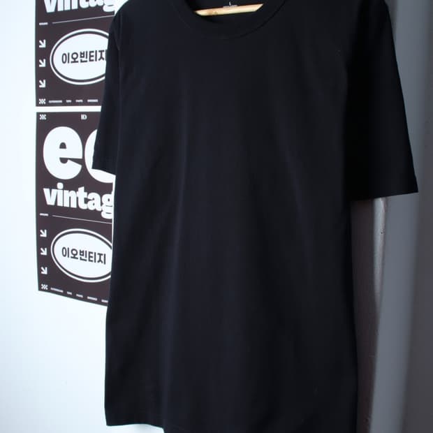 (L-XL) 유니클로 반팔 티셔츠 U라인 무지 블랙 헤비-H3H33750