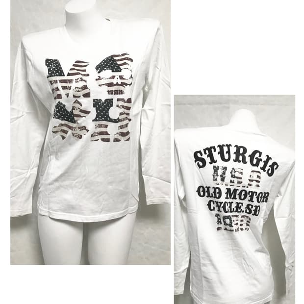 빈티지 펑크 해골 성조기 레터링 롱슬리브 탑