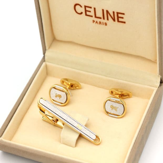 셀린느 A+등급 5cm 남자 명품 넥타이핀 커프스 세트