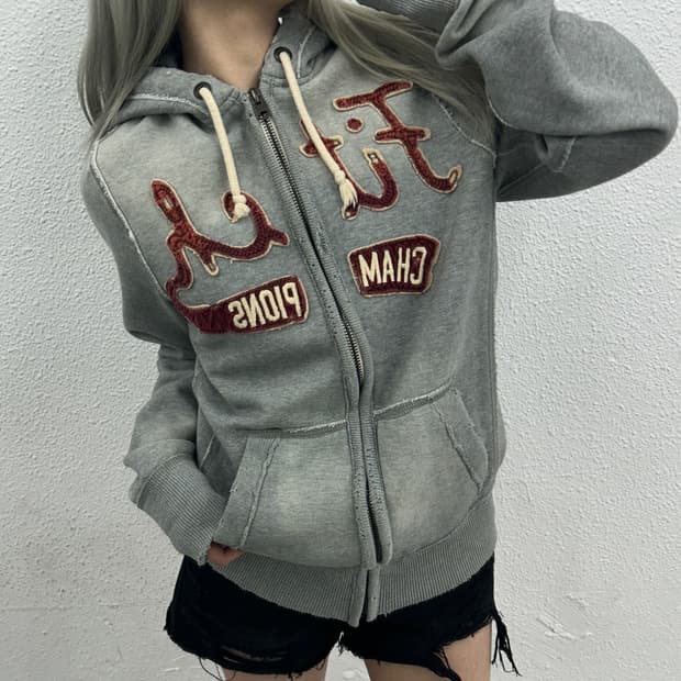 아베크롬비 빈티지 그레이 후드집업 M