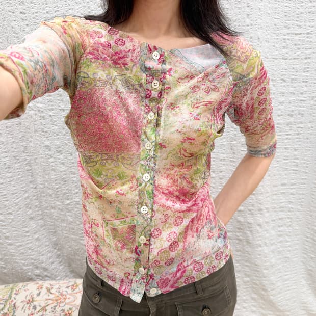 flower mesh blouse