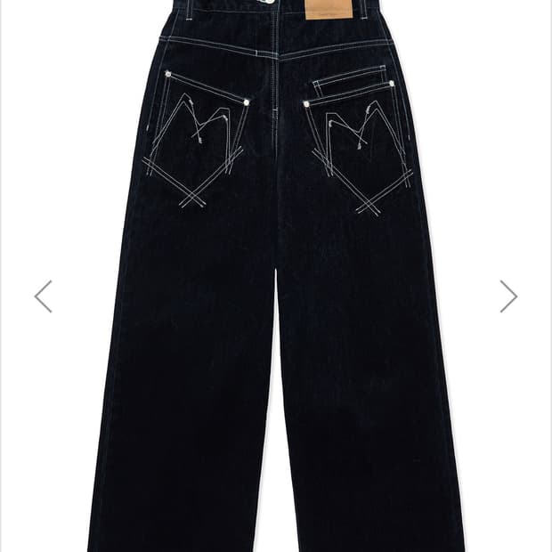 REVERSE VELVET WIDE DENIM PANTS IN NAVY