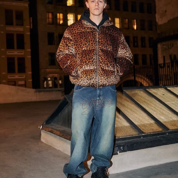 위캔더스X플레이보이 레오파드 벨벳 패딩 L