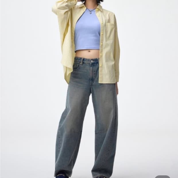 GU 배럴 레그 청바지 블루 XL