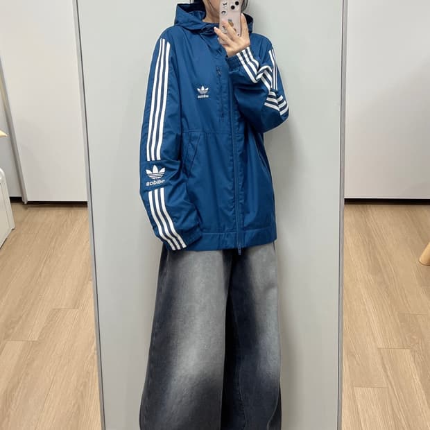 아디다스 락업 윈드브레이커 블루 바람막이 자켓