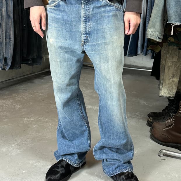 70's USA 빈티지 리바이스 517 오렌지탭 부츠컷 체인스티치