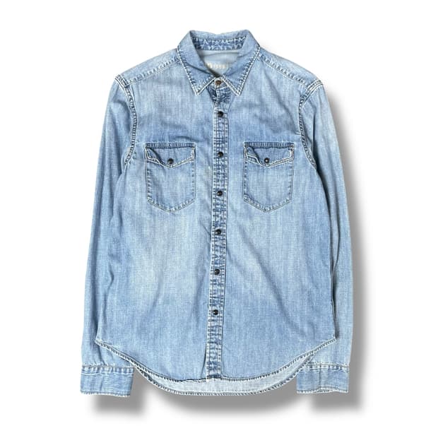 GAP 1969 투포켓 코튼 연청 데님 셔츠