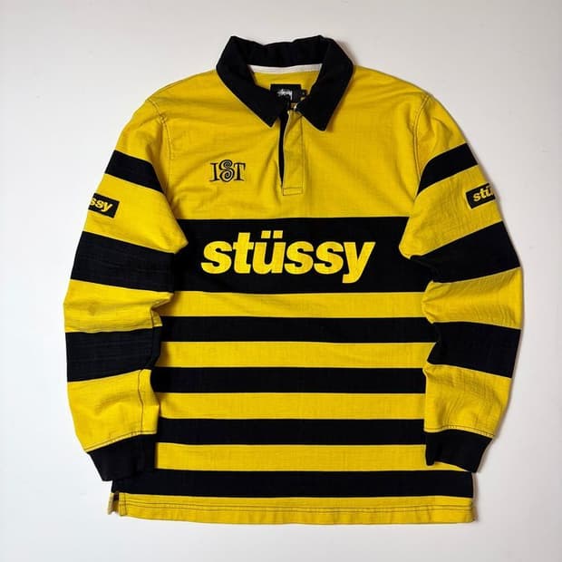 스투시 STUSSY 옐로우 스트라이프 팀 럭비 셔츠 PN9265