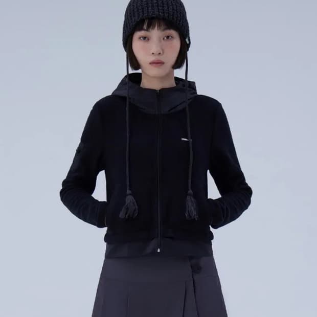 미세키서울 Fleece zip-up hoodie 블랙 / 후리스 집업