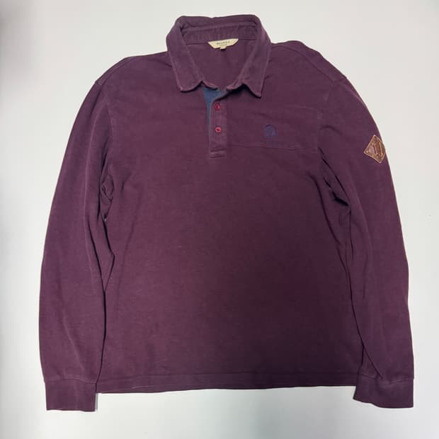 빈폴 아웃도어 패치 로고 긴팔 카라 티셔츠 2XL 퍼플