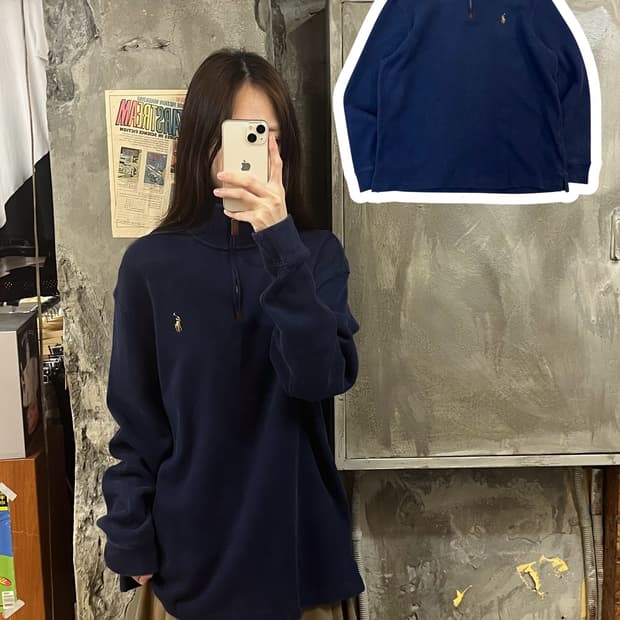 폴로 랄프로렌 반집업 긴팔티 네이비 L #csz765