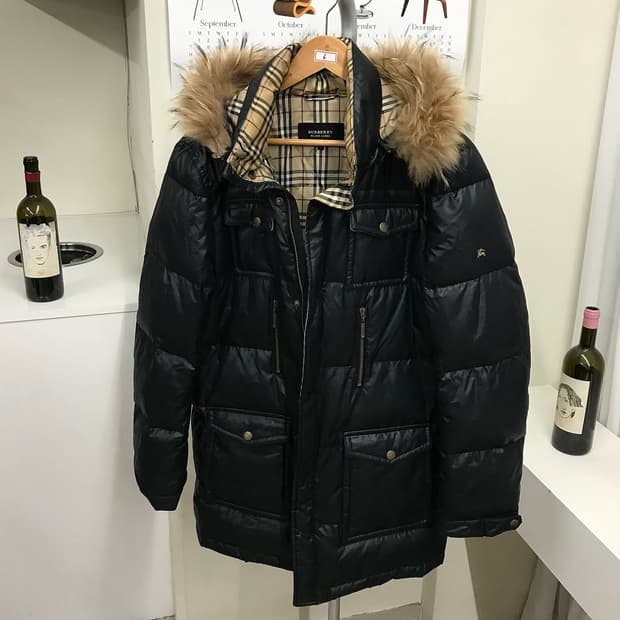 버버리 로고 구스다운 롱패딩