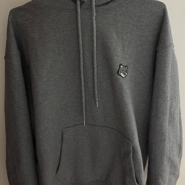 메종키츠네 폭스헤드 후드티 그레이멜란지 m