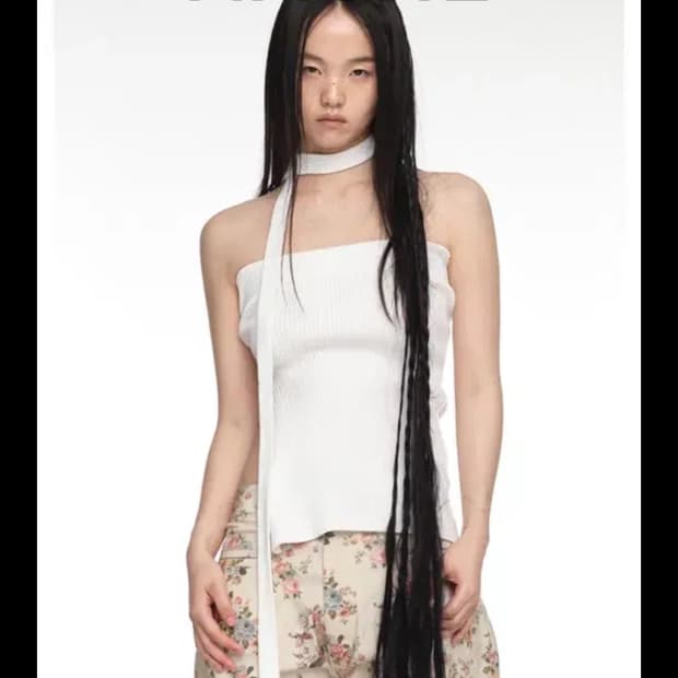 나체 스트랩 니트 탱크탑 