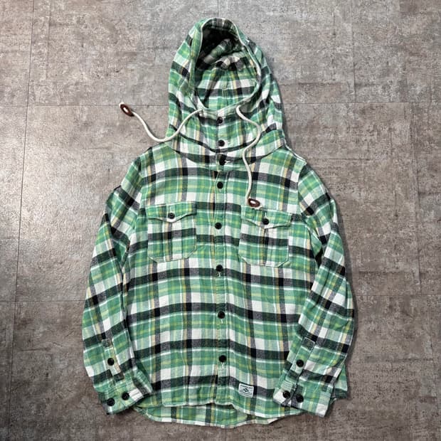 하이넥 플란넬 후디드 자켓