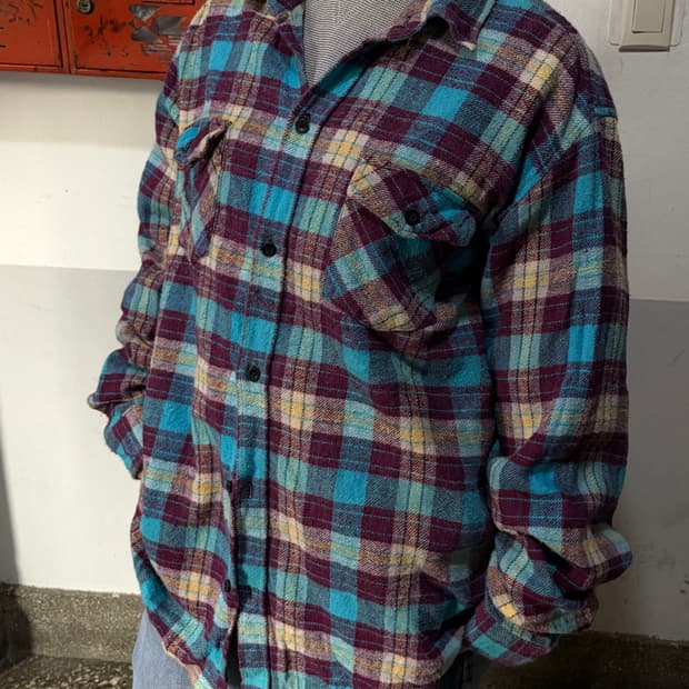 90s 빈티지 퍼플 플란넬 셔츠