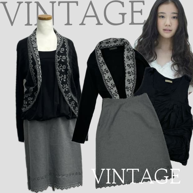 ♣️하구미의 블랙 코디세트♣️ 플라워 가디건 펌킨 슬리브리스 지뢰계 고스