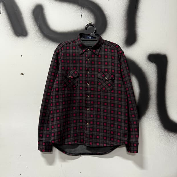 VTG 빈티지 금장 단추 모노 체크 셔츠 자켓