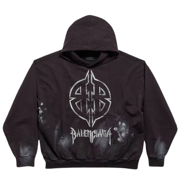 발렌시아가 메탈 BB 스텐실 후드티 L