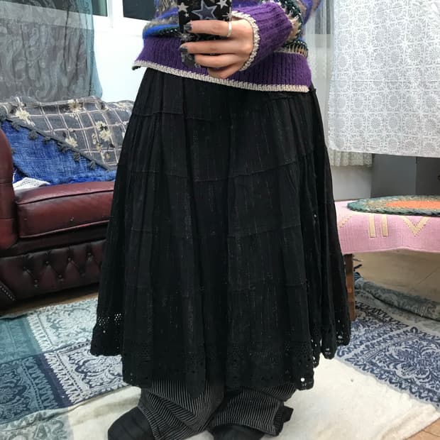 Visit in newyork 여성 빈티지 디테일 캉캉스커트 