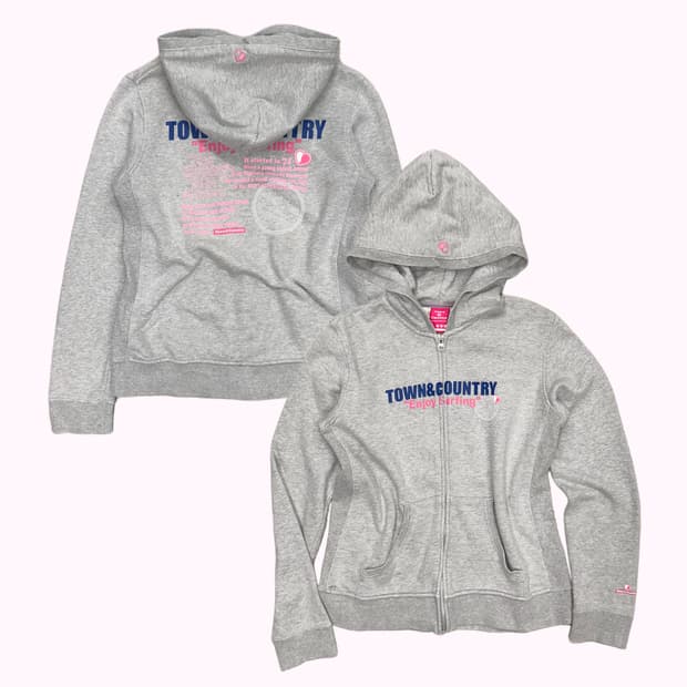 logo lettering grey hood zip-up