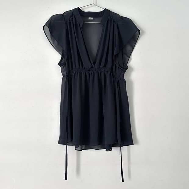 Sheer mini fly sleeveless / black