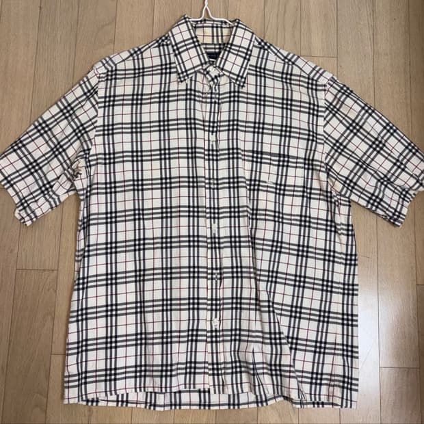 버버리 반팔 체크셔츠 39(XL)