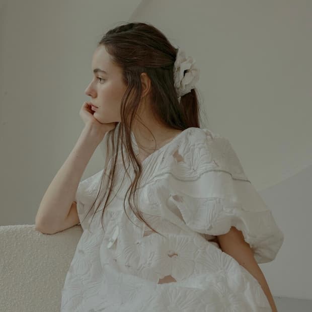 방떼 핀턱 자카드 원피스