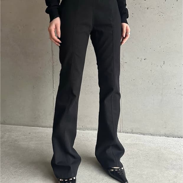 미스치프 WASHED BOOTS CUT PANTS black