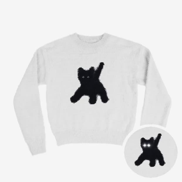에이이에이이 Flashed Cats Angora Knit 니트 크롭