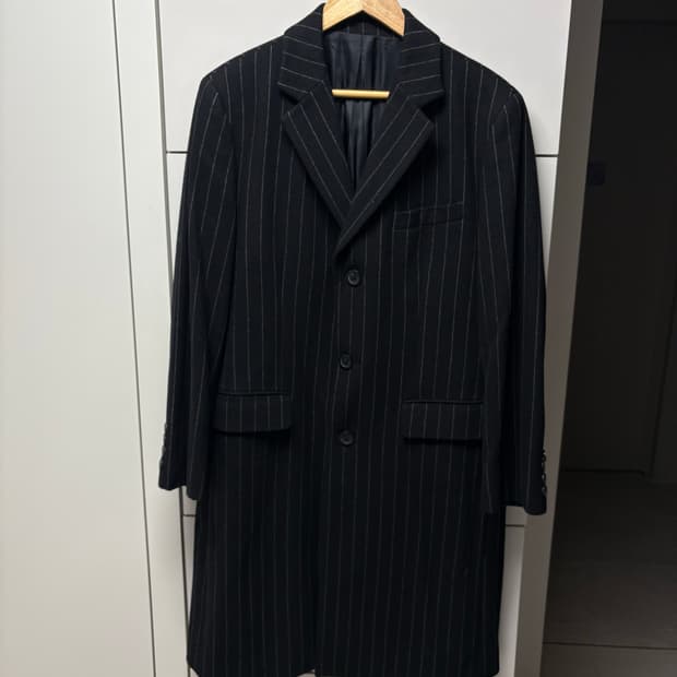 빈티지 핀스트라이프 싱글 블랙 코트 100 아워레가시 선플라워