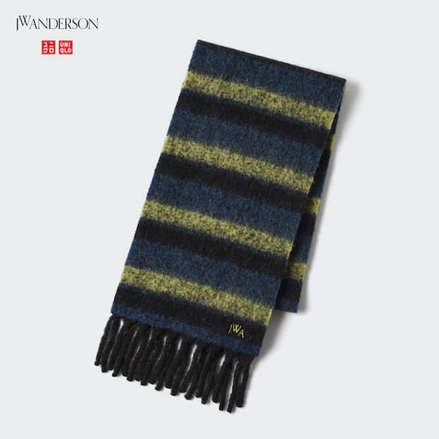유니클로 JWA 스트라이프 청키 스톨 블루