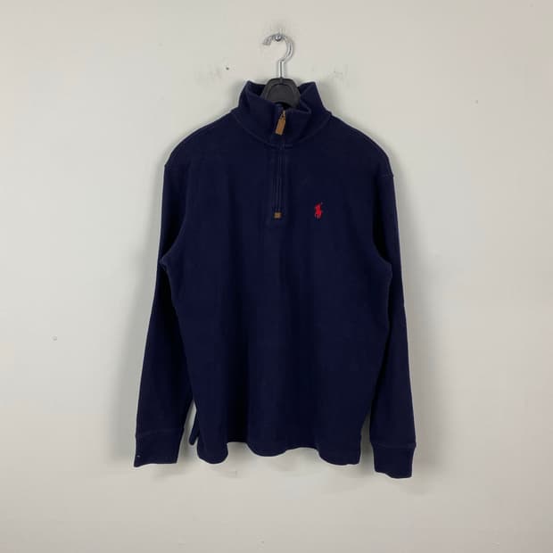 폴로 랄프로렌 네이비 하프집업 레드 포니 S