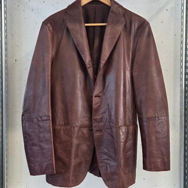 Men's Melrose 버건디 레더자켓