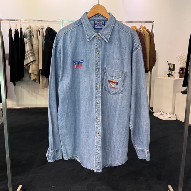 [XL] 90s 하드락카페 로더데일 데님셔츠