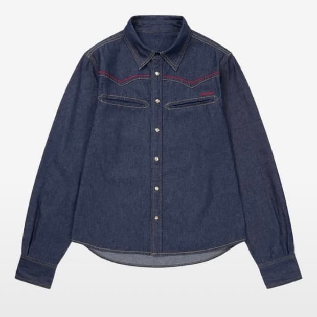 아캄 Stitched Western Denim Shirts indigo