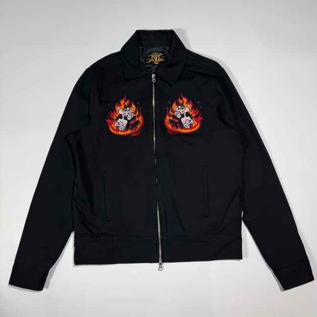 참스 블랙 자수 그래픽 투웨이 자켓