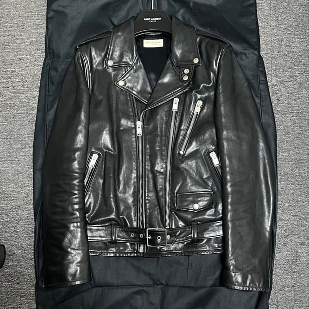 생로랑 13F/W L17 오일드레더 라이더 자켓