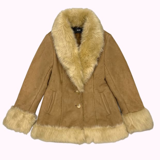 beige fur shearling coat