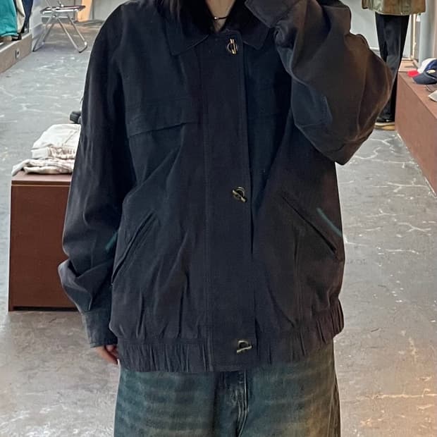 빈티지 네이비 블루종 스웨이드 자켓 H1568