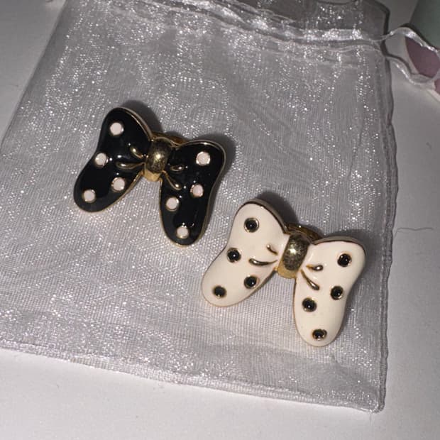 히메갸루 모리걸잡화 일본빈티지 블랙&화이트 도트반지 