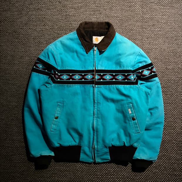 90s 칼하트 아즈텍 산타페 JQ041 TEAL L USA🇺🇸