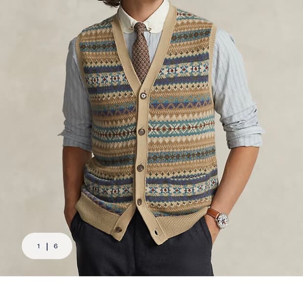 [새상품] 폴로 페어아일 버튼 베스트(M)