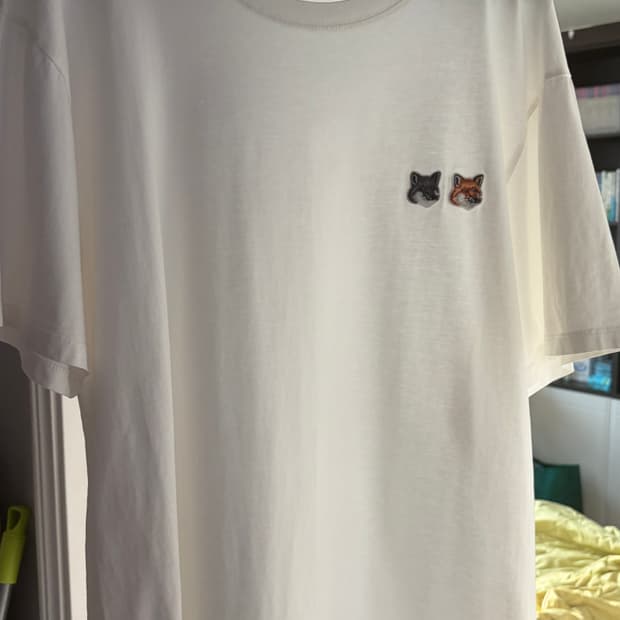 메종키츠네 더블폭스 티셔츠 XL 크림 화이트